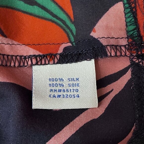 Silk Odille 3/4 Sleeve Floral Multicolor Tier Tunic Black Lace Trim Women’s 8 - Picture 13 of 14